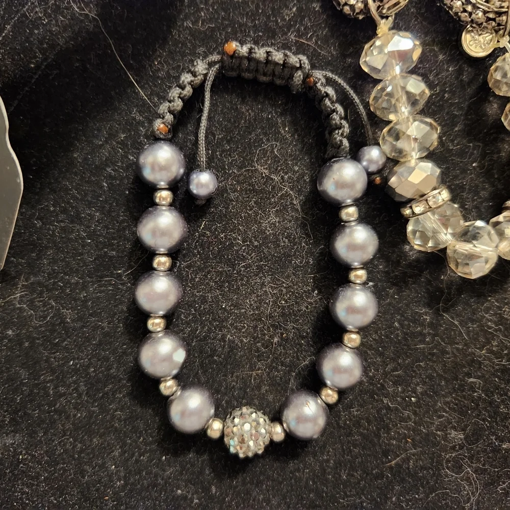 Black and Silver Rhinestone Bracelets - Picture 4 of 5